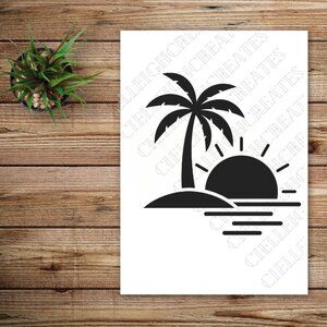 *2 for $20* Palm Tree Sunset Sunrise Ocean vinyl decal Sticker Handcrafted